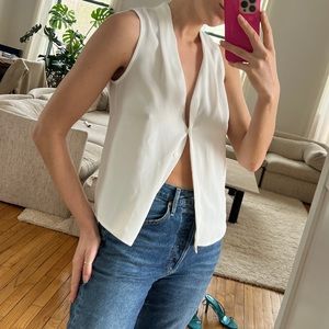 Aritzia button down sleeveless white blouse